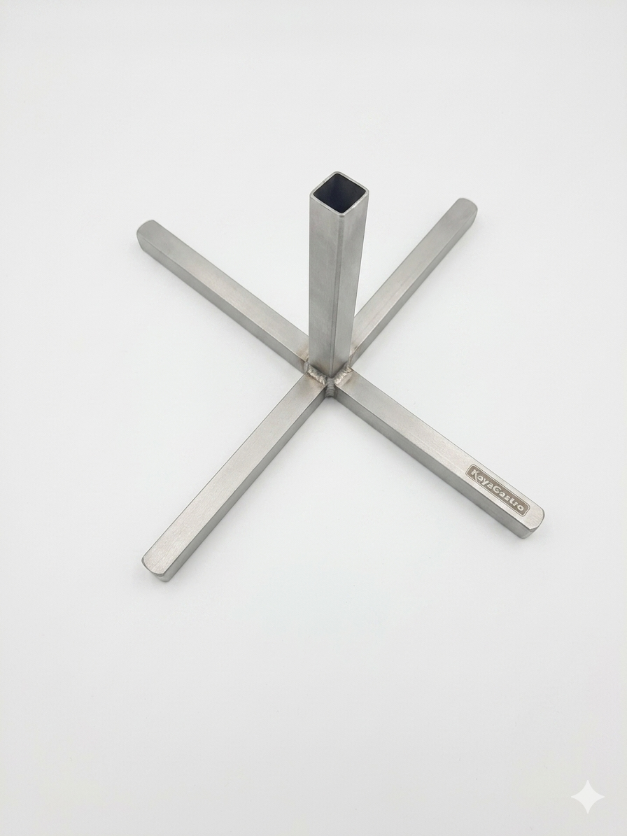 Döner Spießständer Handkreuz – Edelstahl, Passen für Potis, Ceylan und alle gängigen Spieße mit einem Maß von bis zu 12 x 12 mm.